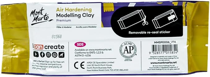 Mont Marte Premium Air Hardening Clay, Terracotta, 500g (1.1lb), No Baking Required