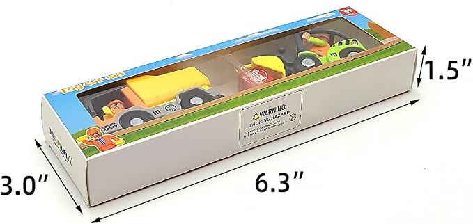 Wooden Train Cars Track Accessories Set Digger and Dump Truck Small Vehicles Magnetic Train Cars Fit for Wooden Train Track Railway for Boys and Girls (Construction Set)