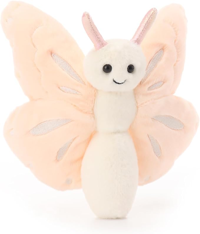 Apricot Lamb Flesh Pink Butterfly Stuffed Animals for Kids, Soft Cute Plush Toys for Baby Girl and Boy, 7.5 Inches