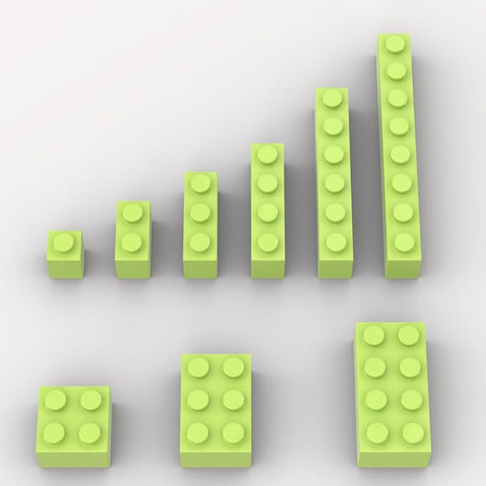 100 Piece Grass Green Bricks Bulk Assortment Pack, 9 Size Grass Green Classic Building Blocks Bricks, Compatible with Lego Parts and Pieces(Color: Grass Green)