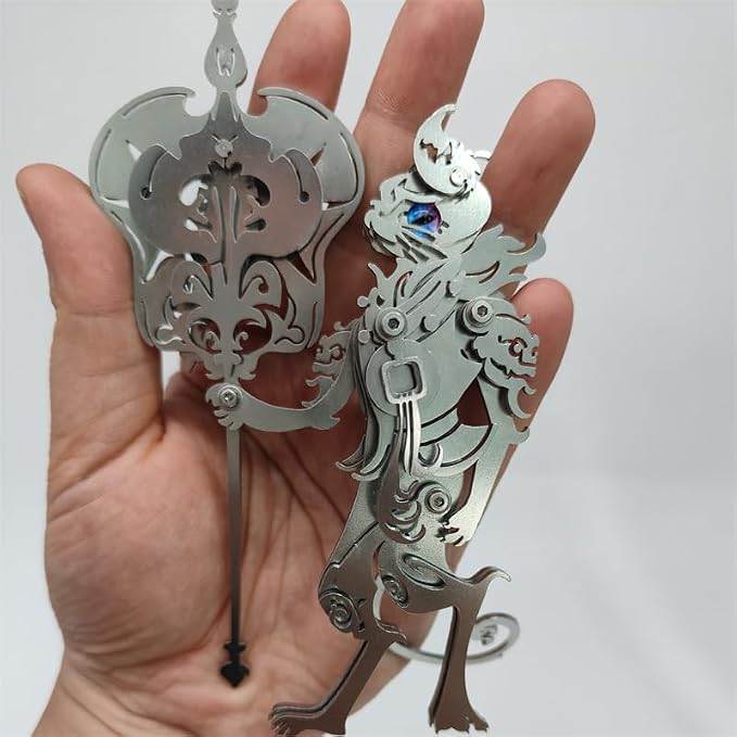 3D Metal Puzzles Toys The Meow Meow Family King and Princess Cat DIY Handmade Assembled Model Kits Ornaments Christmas New Year and Birthday Gifts for Adult (Iran Fan Elder Cat Silver)