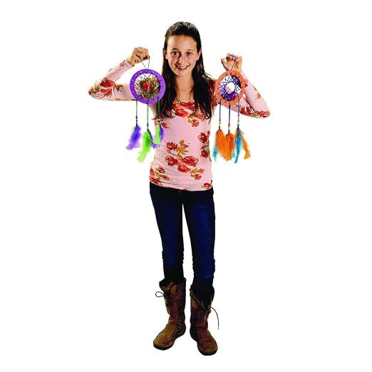 Colorations DIY Make Your Own Dream Catcher Arts and Crafts Kit Includes Rings, Beads, Feathers, Yarn Instructions