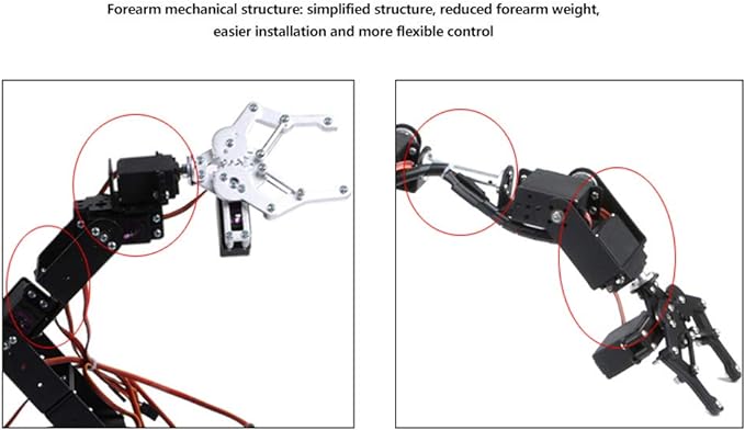 6DOF Robot Mechanical Arm Kit, Programming Robotic Clamp Hand Claw with 6 Servo Motors, 180 Degree Angle Manipulator Industrial Robot Parts for College Teaching