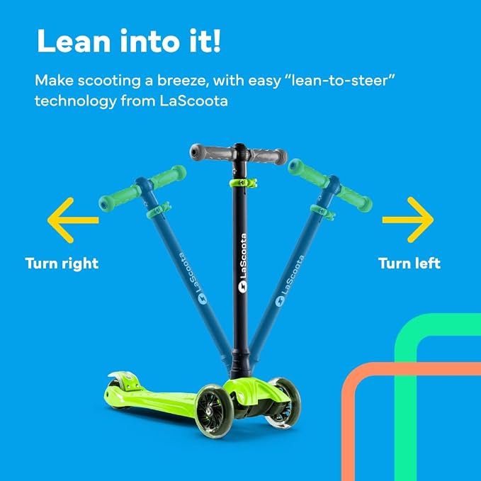 LaScoota 2-in-1 Kids Kick Scooter, Adjustable Height Handlebars and Removable Seat, 3 LED Lighted Wheels and Anti-Slip Deck, for Boys & Girls Aged 3-12 and up to 100 Lbs.