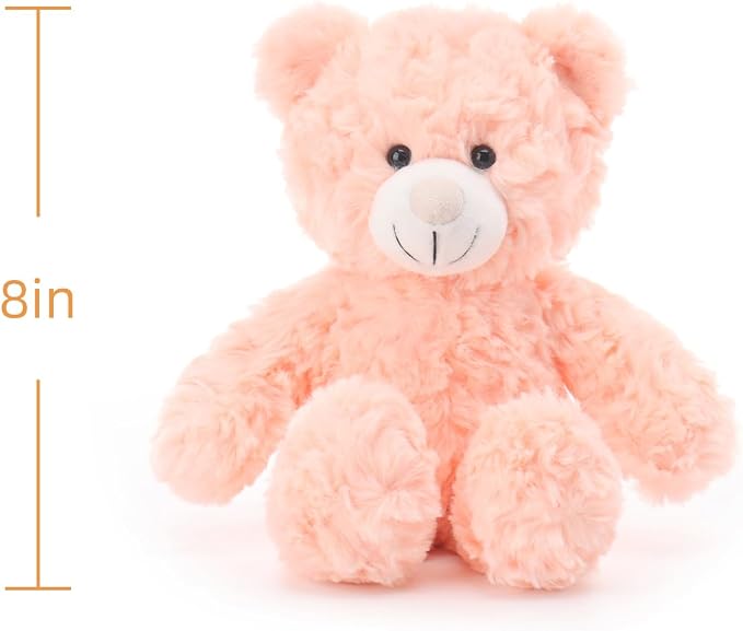 Apricot Lamb Orange Pink Flower Bear Stuffed Animals for Kids, Soft Cute Plush Toys for Baby Girl and Boy, 8 Inches