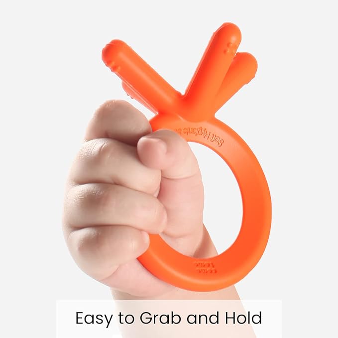 Comotomo Silicone Baby Teether, Orange (Pack of 2)