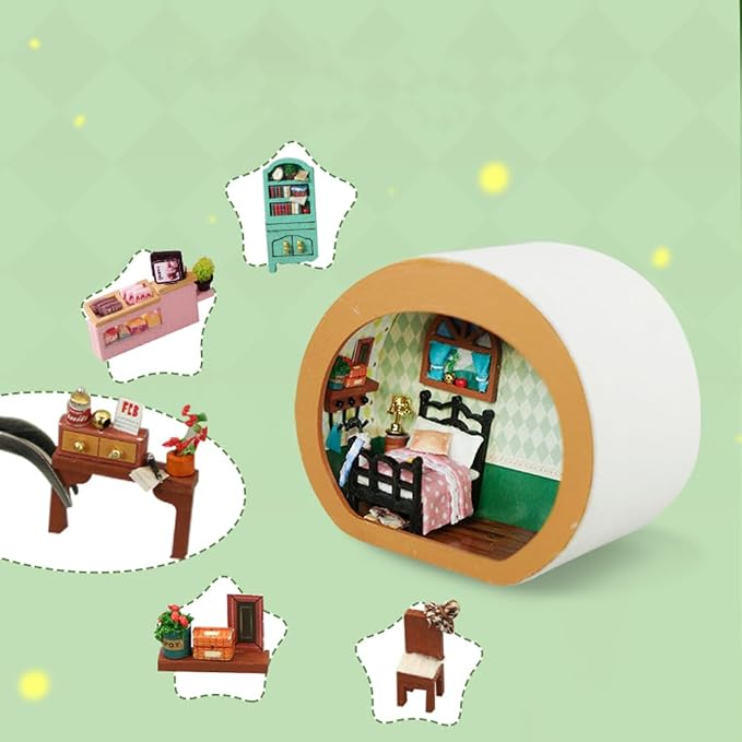 Miniature Dollhouse Kit DIY Wooden Dolls House,Tiny House kit with Furniture, Great Handmade Crafts Gift for Birthday Valentine's Day (Carrot House)