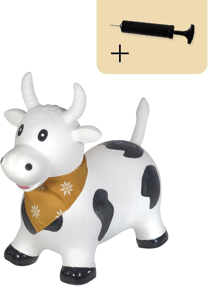 Kindsgut Bouncy Animal Hopper – Inflatable Bouncing Ride-On Toy for Kids & Toddlers Age 2+, Designed in Germany, Indoor & Outdoor, Cow