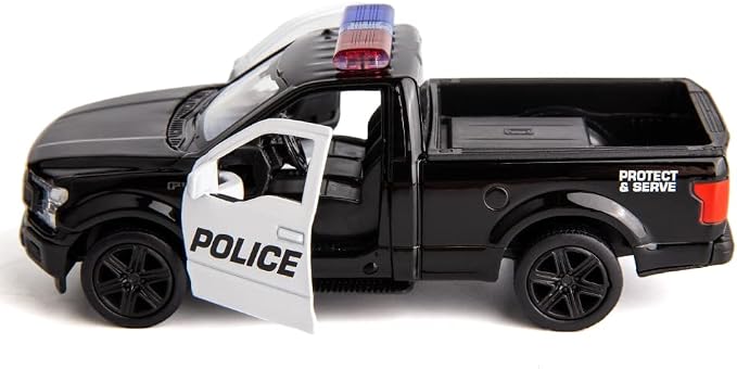 BDTCTK 1/36 Scale Compatible for Ford F150 Pickup Truck Police Car Model, Zinc Alloy Die-Cast Pull Back Vehicles Kid Toys for Boy Girl Gift (Black)