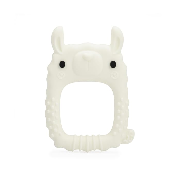 Loulou Lollipop Wild Silicone Teether for Babies 4 Months and Up, Textured Teething Ring for Sore Gums, BPA-Free Food-Grade Silicone, Easy-Grip Open Shape, Dishwasher & Freezer Safe, Llama