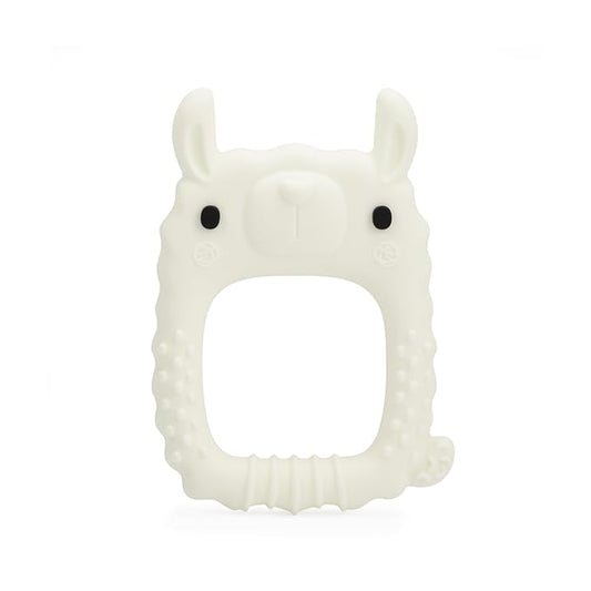 Loulou Lollipop Wild Silicone Teether for Babies 4 Months and Up, Textured Teething Ring for Sore Gums, BPA-Free Food-Grade Silicone, Easy-Grip Open Shape, Dishwasher & Freezer Safe, Llama