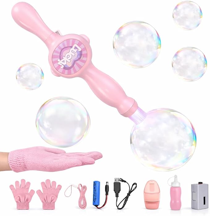 Fog Bubble Wand, Elastic Fog Bubble Machine for Kids, Pink | Creates fog-filled elastic bubbles for parent-child play, outdoor fun and simple science-style interaction.