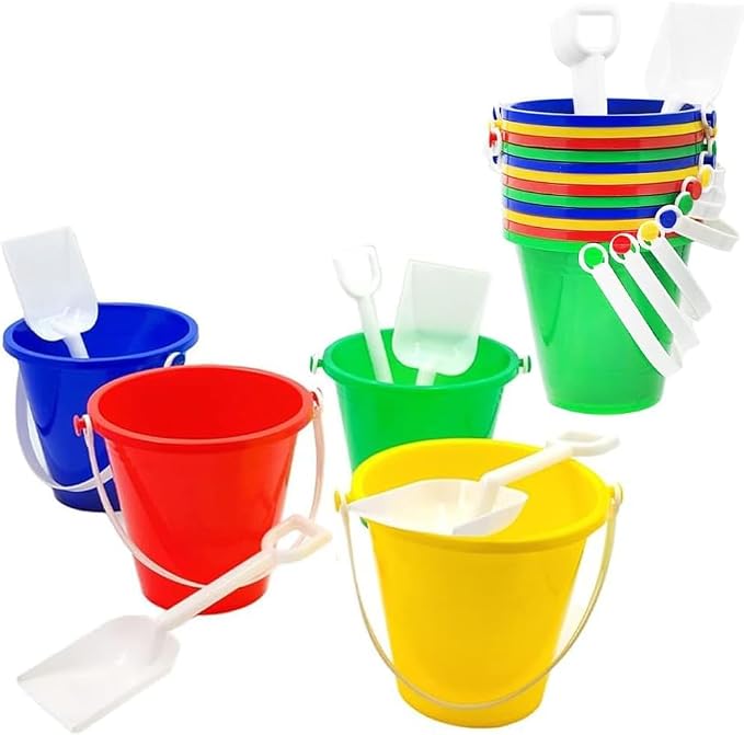 The Dreidel Company Beach Day Playsets, Play Set Includes 1 Sand Bucket, 1 Shovel, Birthday Treats for Boys and Girls, Party Favors for Children, 5.25" Beach Set (24-Pack)