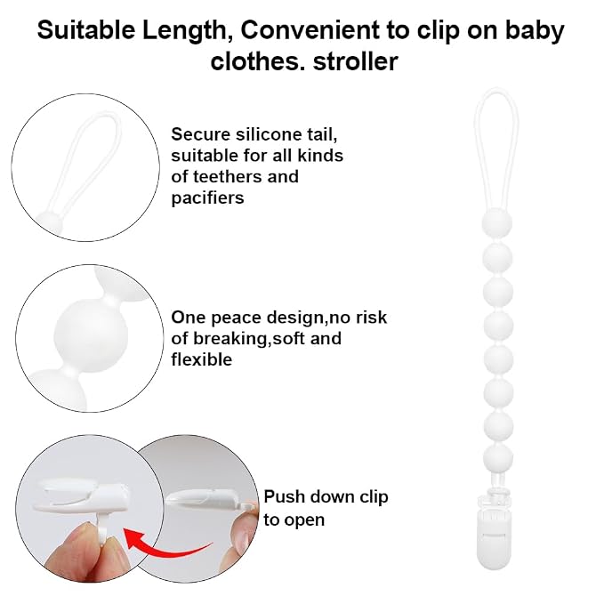 Baby Food Grade Silicone Sport Ball Teether Toy with Pacifier Clip Holder,Teething Toys Gift Set for 3 Months+ Boys and Girls,Freezer Safe,BPA Free. (Baseball)