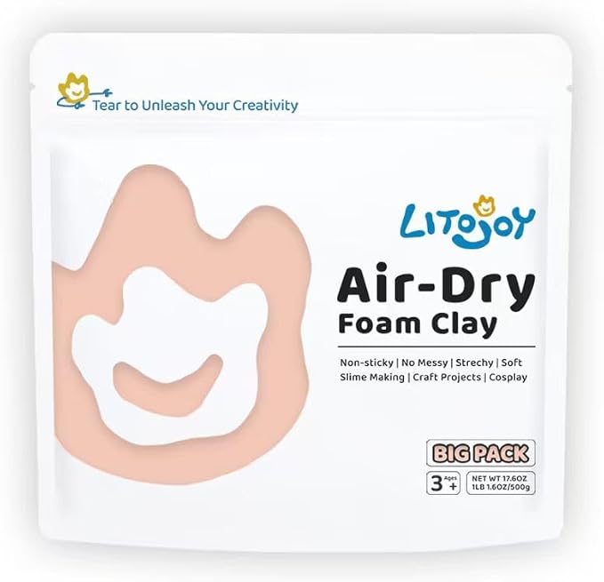 Peach Air Dry Foam Clay - Modeling, Soft, Light Weight for School Supply, Art Projects, Deco Flower Mirror, Cosplay Props, Fake Bake, Slime Supplies- 1.1 Lbs / 500 Grams (Peach)