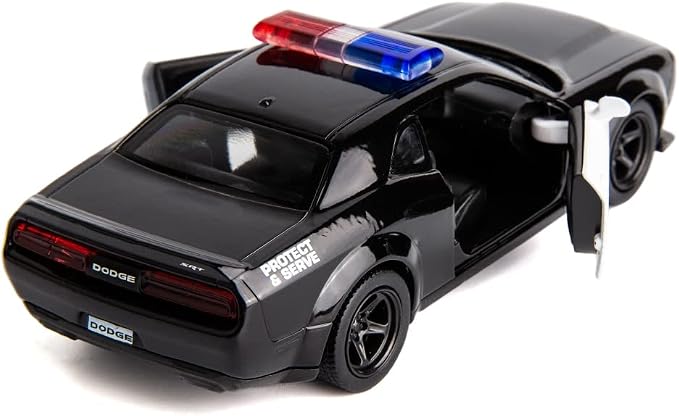 BDTCTK 1/36 Scale Challenger Police Car Model, Zinc Alloy Die-Cast Pull Back Vehicles Kid Toys for Boy Girl Gift (Black)