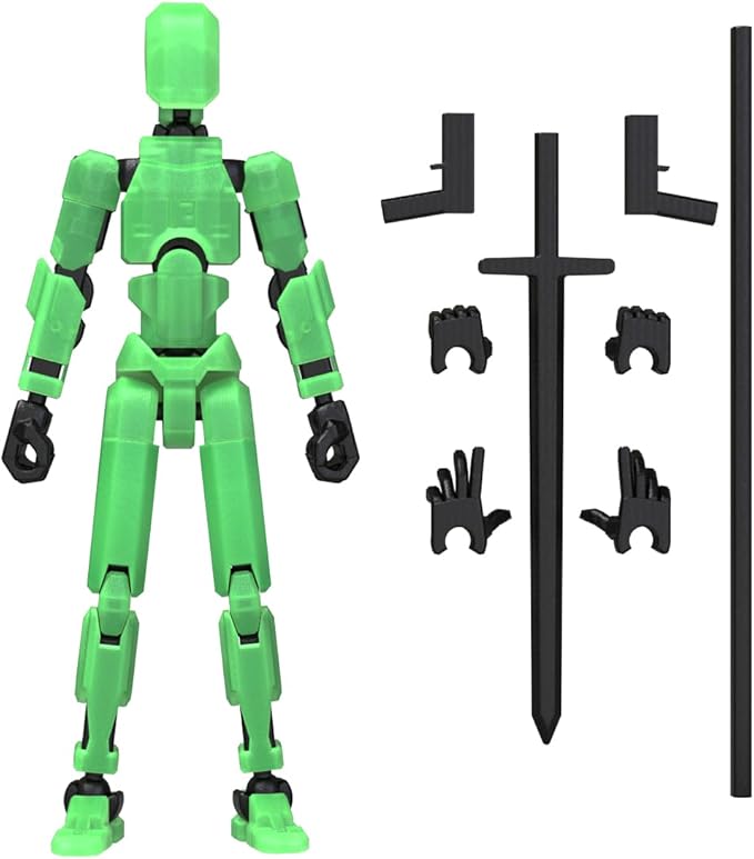 MerryXD T13 3D Action Figure,Assembly Completed Dummy Nova Titan Lucky 13 Action Figure 3D Printed Multi-Jointed Movable Toy Grow in The Dark Green