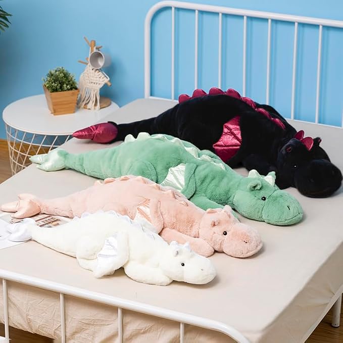 Little Weighted Dragon Stuffed Animal 27.6" 2Lbs, Small Black Weighted Plush Dragon Toy for Kids and Adults(2025 Weighted Version)