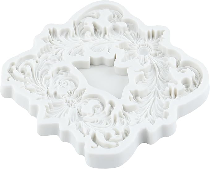 Baroque Scroll Relief Polymer Clay Molds Curlicues Scroll Lace Relief Flower Filigree Silicone Mold for Jewelry Making Epoxy Resin Casting Air Dry Polymer Clay Craft