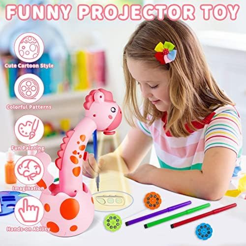KETIEE Drawing Projector for Kids, Tracing and Drawing Projector Toy with Light & Music, Children Smart Projector Sketcher, Kids Art Projector with 72 Stencils for Boy Girl 3-8 Years Old (Pink)
