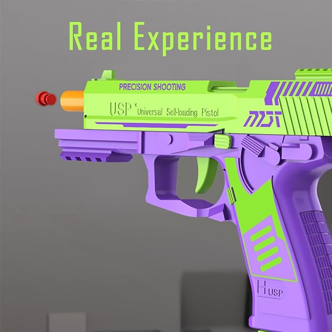 Dreamplay Shell Ejecting Toy Gun, Automatic Pull Back Action Shooting Games Education Model Toy for Kids Gifts