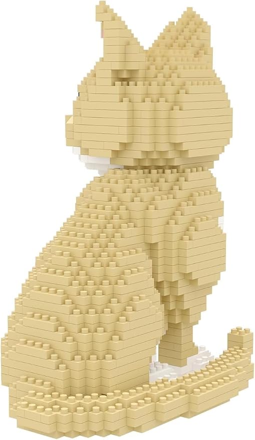 Larcele Cat Micro Building Blocks Animal Set, DIY Mini 3D Building Toy Bricks Kit,924 Pieces KLJM-05 (Golden Shorthair)