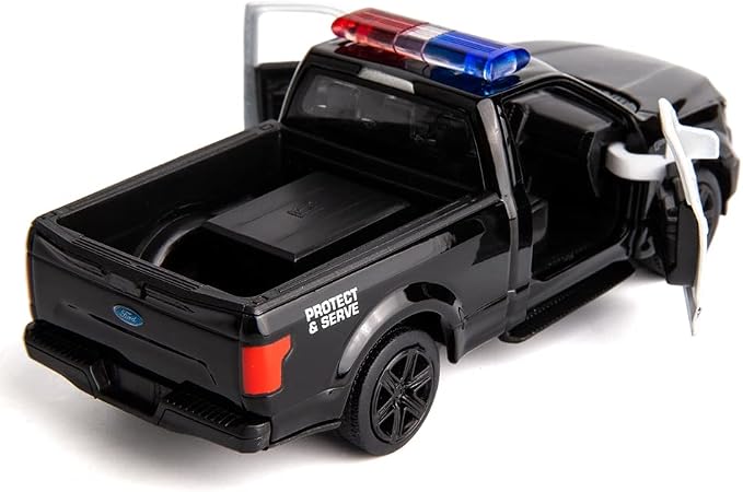 BDTCTK 1/36 Scale Compatible for Ford F150 Pickup Truck Police Car Model, Zinc Alloy Die-Cast Pull Back Vehicles Kid Toys for Boy Girl Gift (Black)