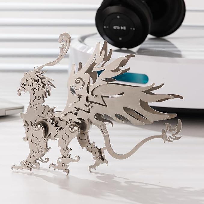 3D Metal Puzzles Toys The Meow Meow Family King and Princess Cat DIY Handmade Assembled Model Kits Ornaments Christmas New Year and Birthday Gifts for Adult (Gu Diao Silver)