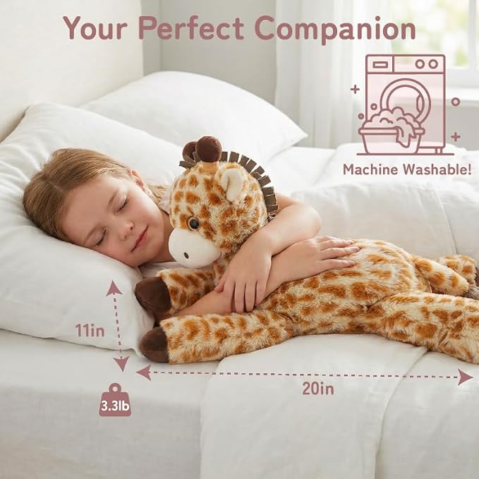 Niuniu Daddy Weighted Stuffed Animal for Kids & Adults, Large Plush Toy with Soft Fur, Weighted Plushies Pillow for Sensory Calm, Huggable Gift for Everyday Comfort, Giraffe, 20 inch, 3.3 lbs