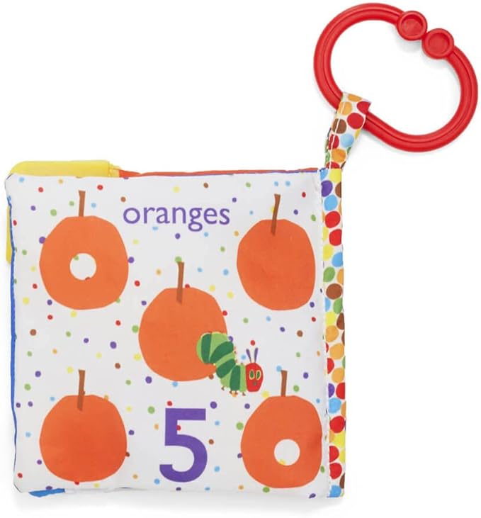 KIDS PREFERRED Let's Count Soft Book - World of Eric Carle the Very Hungry Caterpillar Baby on the Go Clip Teething Crinkle Soft Sensory Book for Babies, 5.25x5.25 Inch (Pack of 12)