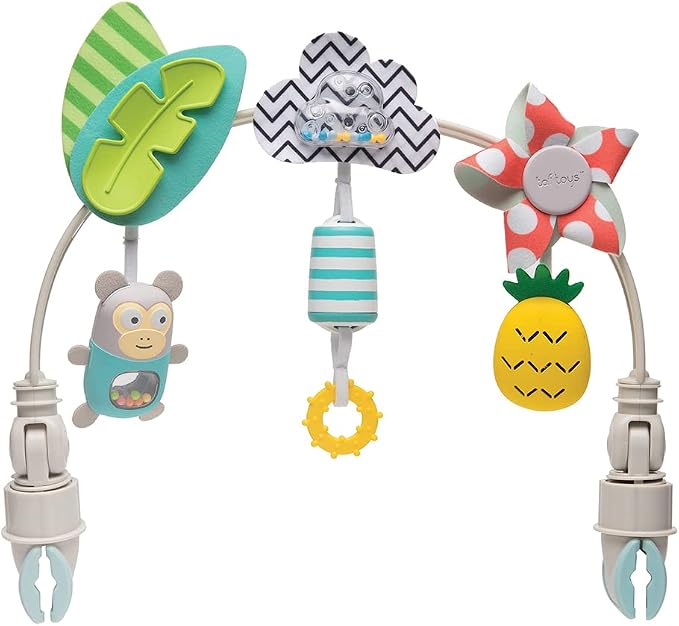 Taf Toys Tropical Baby Stroller Arch Toy, Car Seat Toys, Adjustable Arch Bassinet Toys for Infant Toddler, Hanging Toys for Stimulating Senses & Motor Skills, Fits Cribs, Baby Bouncers 0-18 Months