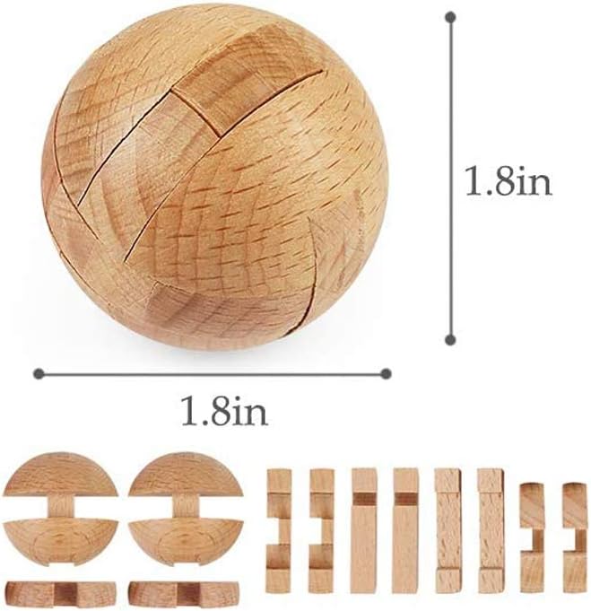Brain Teaser Puzzle 20Pcs Unlock Interlock Game IQ Test Wooden Toy 3D Unlock Interlock Puzzle Magic Ball Brain Teaser Toy Puzzles for Adults