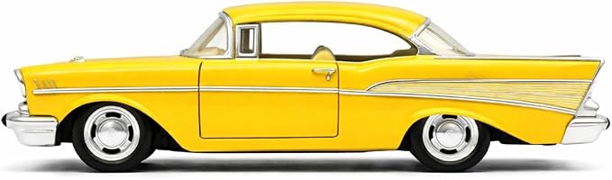 KiNSMART 1957 Chevy Bel Air Coupe 1:40 Scale 5" Die Cast Metal Classic Toy Car (Yellow)