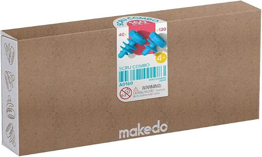 Makedo Scru Combo 160 | SCRU and SCRU+ Combination Kit Top-up | STEM and STEAM Educational Toys for Kids | Perfect for At Home Play + Classroom Learning | 160 Piece Mix for Boys and Girls Age 4+