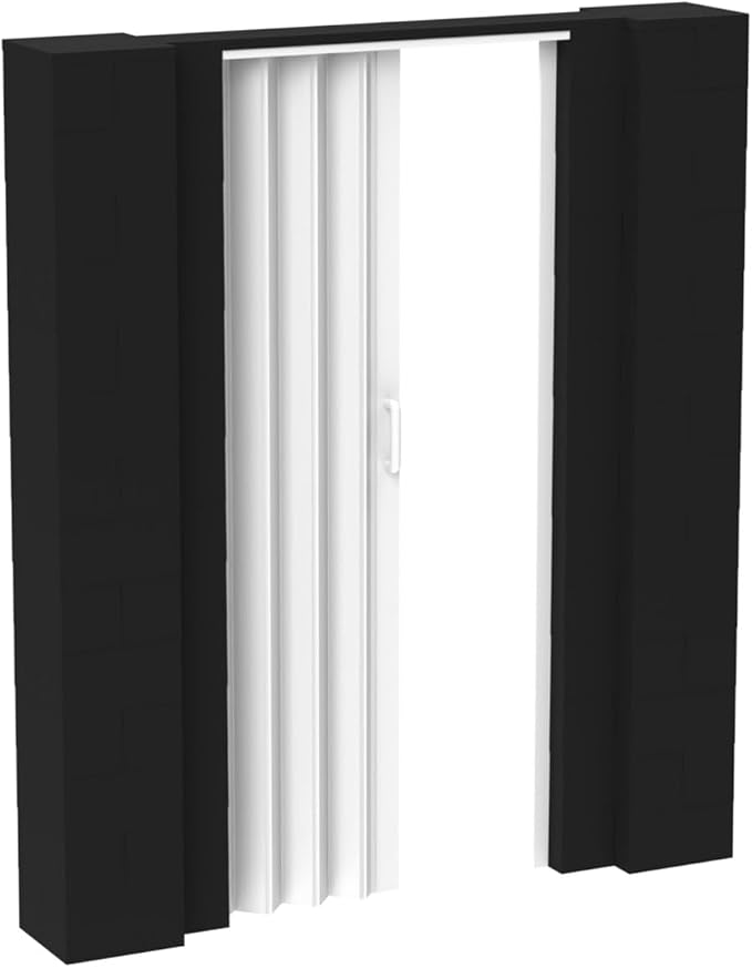 EverBlock 6’ x 7’ Wall Kit with Accordion Door | 3’ x 7’ Doorway | Modular Building Blocks | Wall Display System | Room Divider & Partition | Easy to Connect & Reuse | Indoor & Outdoor Use | Black