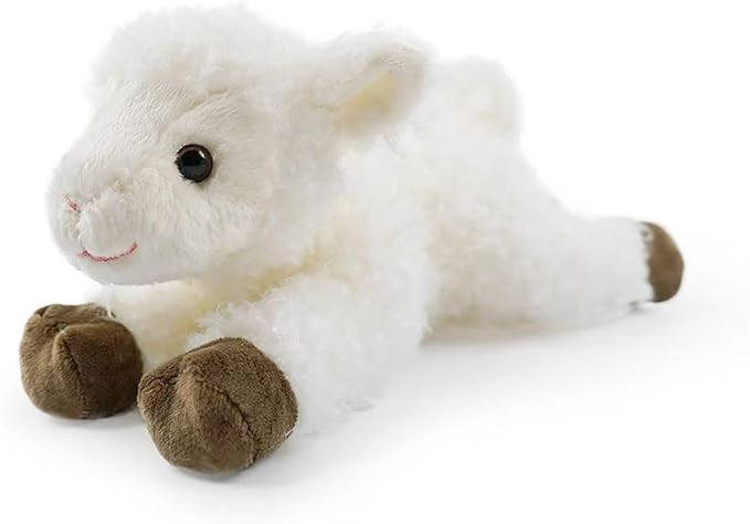Sheep Stuffed Animal for Kids,8 inch Realistic Animal Plush Sheep Toy Lying Down Posture Animals,Plush Lamb for Boys Girls Adult Birthday Hug Teaching(S-Sheep)