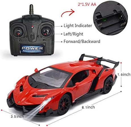 Remote Control RC CAR Racing Cars Compatible with Lamborghini Veneno Officially Licensed 1:24 Toy RC Cars Model Vehicle for Boys 6,7,8 Years Old,red
