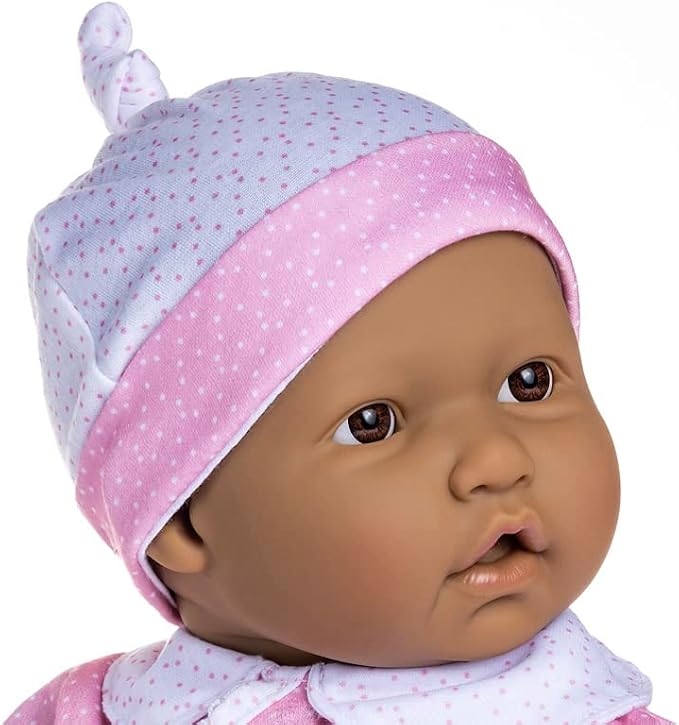 La Baby Hispanic 20-inch Small Soft Body Baby Doll | JC Toys - La Baby | Washable |Removable Pink and White w/Hat, Pacifier & Magic Bottle | for Children 12 Months +