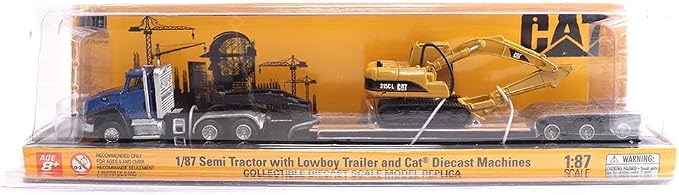 Diecast Masters | 1:87 Scale Cat CT660 Day Cab Tractor with Lowboy Trailer and Cat 315C L Hydraulic Excavator | Model 84415