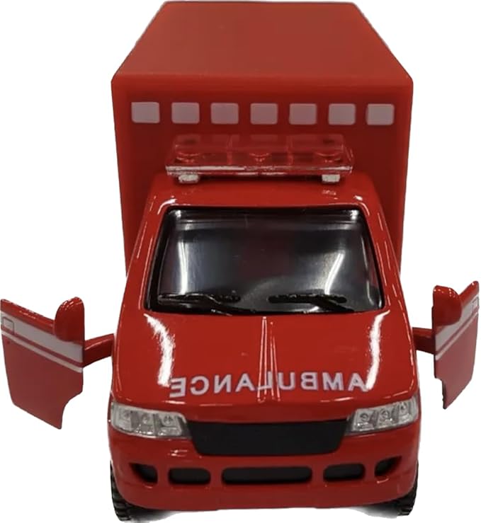 KiNSMART Rescue Team Ambulance 5" Die Cast Metal w/Pullback Action (Red)