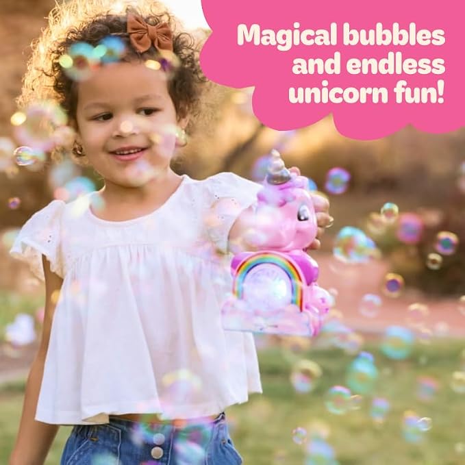 Move2Play Bubble Blower | Bubble Machine | Bubble Toy for Toddlers, Boys and Girls | Indoor & Outdoor | Birthday Party | Summer Fun | Gift for Girls 1, 2, 3, 4+ Years Old (4th of July) (Unicorn)