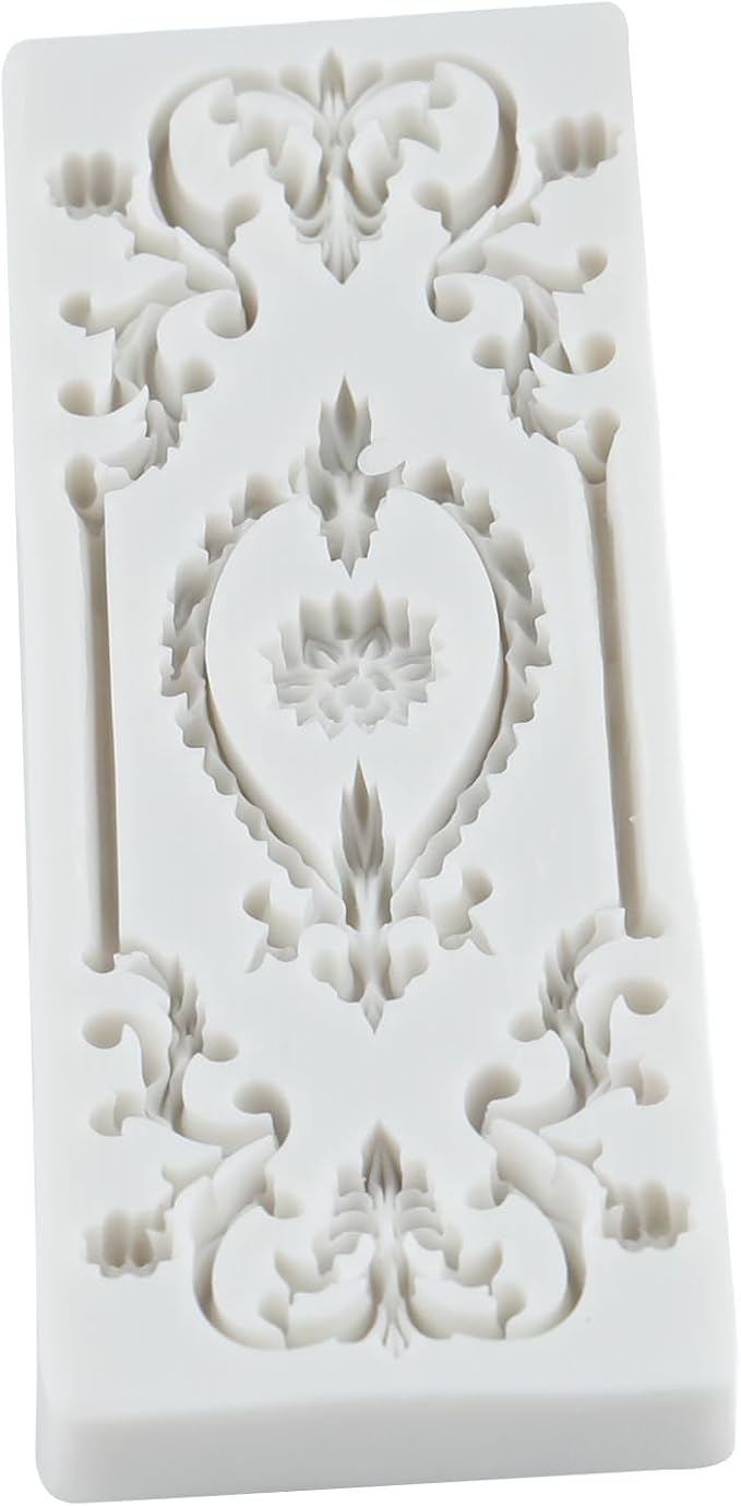 Baroque Polymer Clay Mold Curlicues Scroll Relief Lace Silicone Molds Vintage Relief Flower Filigree Mold for DIY Crafts Epoxy Resin Casting Air Dry Polymer Clay Plaster Jewelry Making