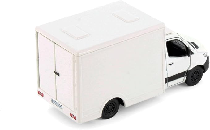 KiNSMART - Mercedes-Benz Sprinter Cargo Van 1:48 O Scale 5" Die Cast Metal Model Toy Van, Pull-Back Action (White Box Truck)