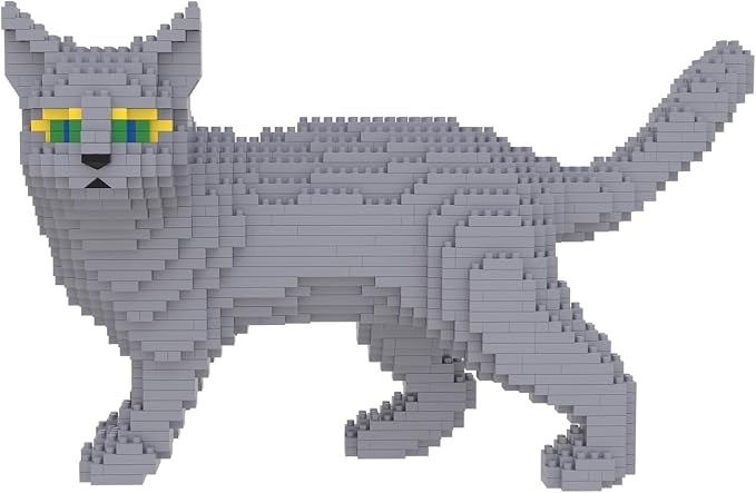 Larcele Cat Micro Building Blocks Animal Set, DIY Mini 3D Building Toy Bricks Kit,1131 Pieces KLJM-05 (Blue Cat)