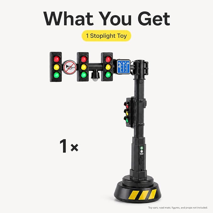 jarbins Stoplight Toy with Sounds, Red Yellow Green Light Learning Toy for Kids Pretend Play, Mini Stop Light Toy for Road Rules Learning, Classroom Activities, Toy Car Scenes, Dollhouse Display Prop