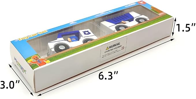 Wooden Train Cars Track Accessories Set Police Car with Light and Sound Small Vehicles Magnetic Train Cars Fit for Wooden Train Track Railway for Boys and Girls (Police Car(with Light and Sound))