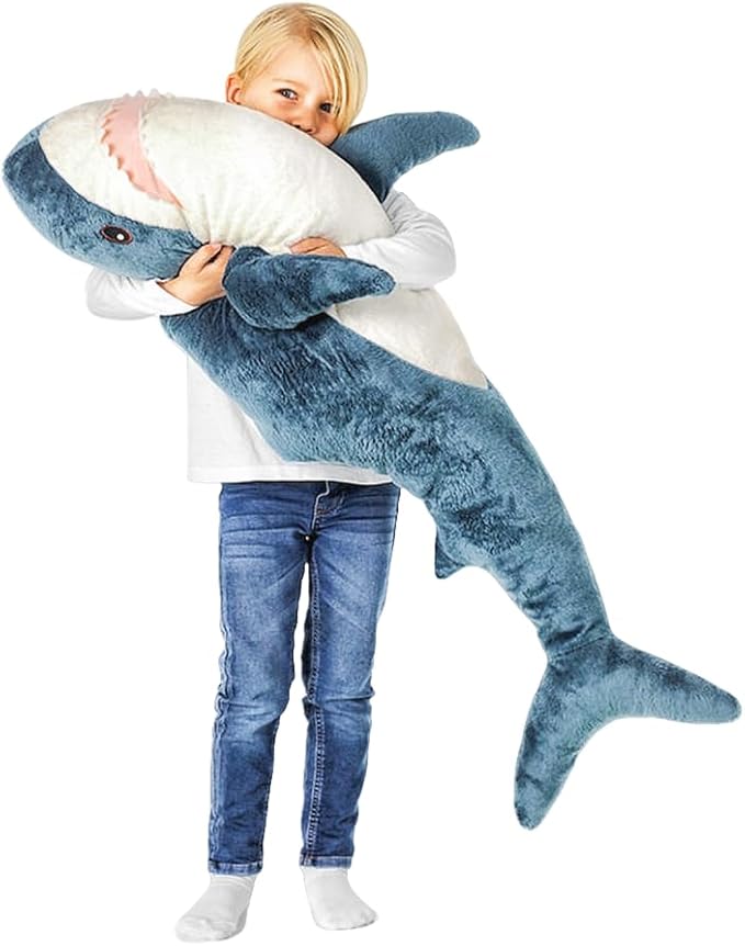 XIYUAN 39.3-Inch SharkPlush Toy Giant SharkStuffed Animal Soft SharkPillow Cushion Shark Plush Pillow Chubby Stuffed Shark Toy Bedtime Gift Throw Pillow for Home Room Décor Kids