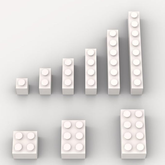 100 Piece White Bulk Assortment, 9 Size White Classic Building Blocks, Compatible with Lego, A0001