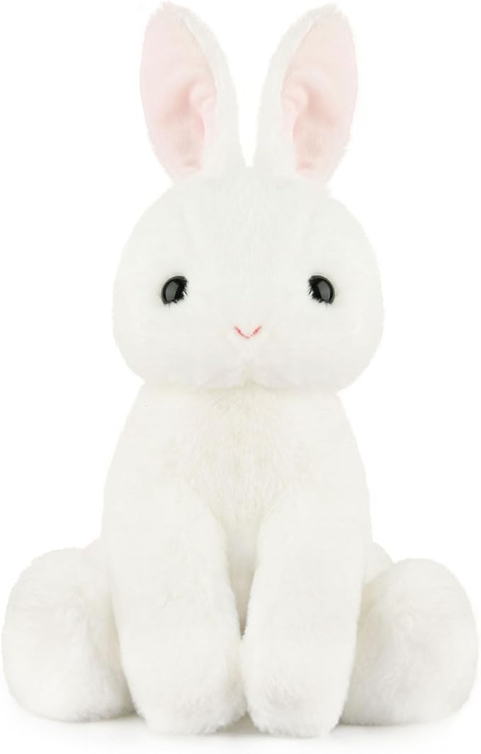WEIGEDU Rabbit Bunny Stuffed Animals Plush Toys with Pink Ears for Kids Girls Boys Girls Babies Birthday Easter Christmas Bedtime Gifts, Off White