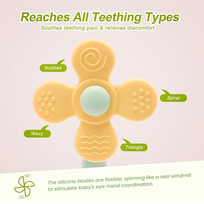 Baby Teething Toys, 2-in-1 Silicone Teether & Montessori Sensory Rattle, BPA-Free Food Grade Teether for Babies 6-18 Months, Easy-Grip Infant Toy for Teething Relief